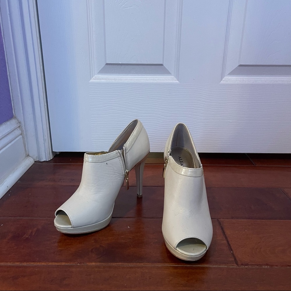 White stiletto heels